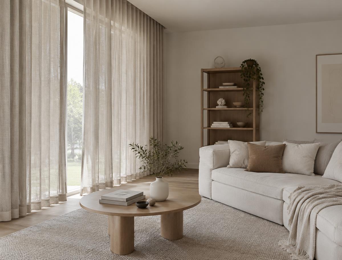 Made-to-measure linen curtains in a living room in Hovås
