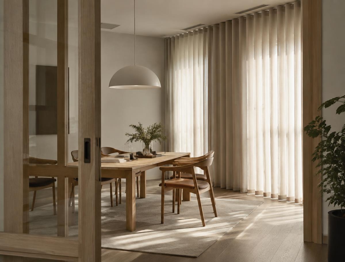 Made-to-measure linen curtains in a modern Gothenburg office