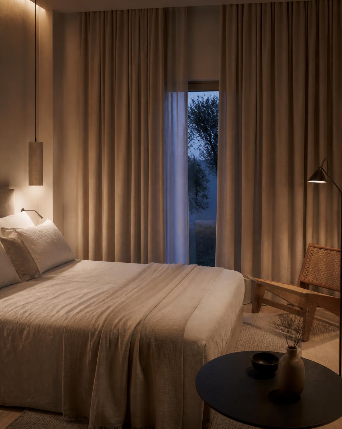 Blackout curtains in a hotel room
